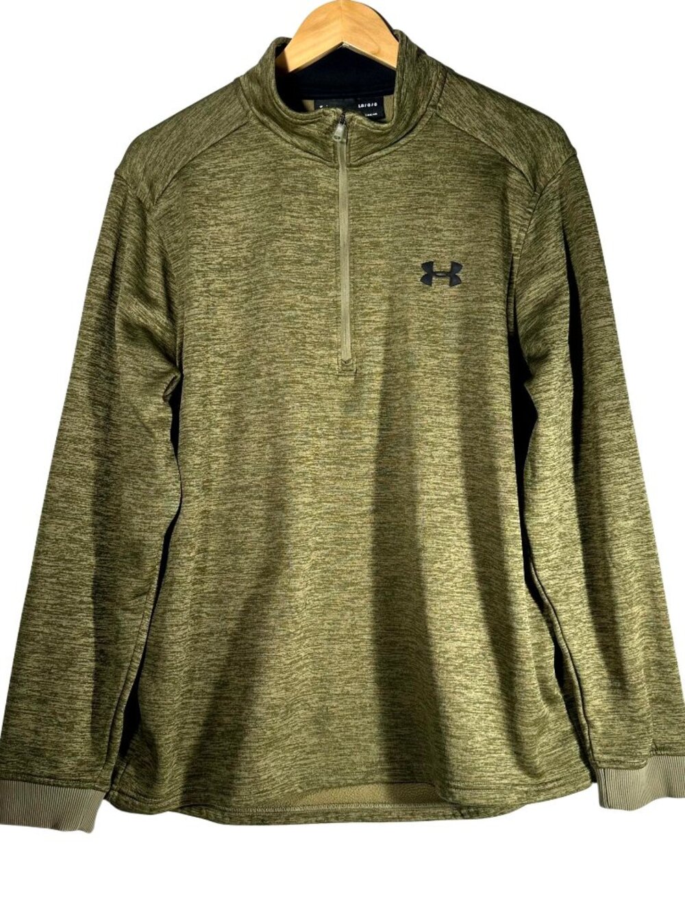 Under Armour ColdGear Mens L Olive Green Heather 1/4 Zip Pullover Fleece